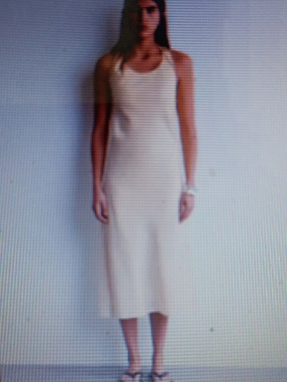 COS...TWISTED STRAP LINEN BLEND MIDI..SIZE 6